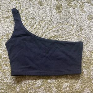 brandy melville one shoulder black crop top
